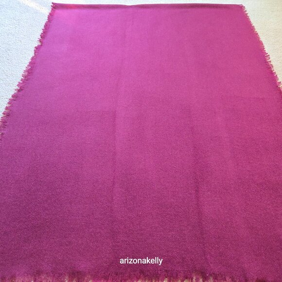 Oversized Wool (wool/cashmere?) Woven Scarf Burgundy - Picture 5 of 8